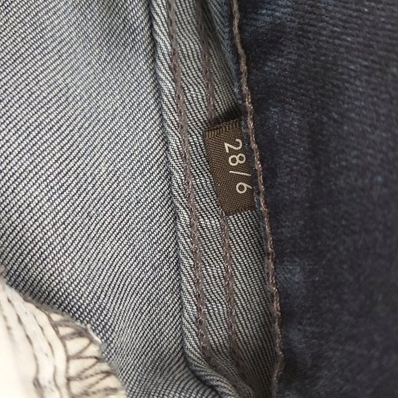 Jeans Calvin Klein Women 6 Size 28 Distressed Stretch Dark Blue Boot Cut 30 Leg - Picture 10 of 13